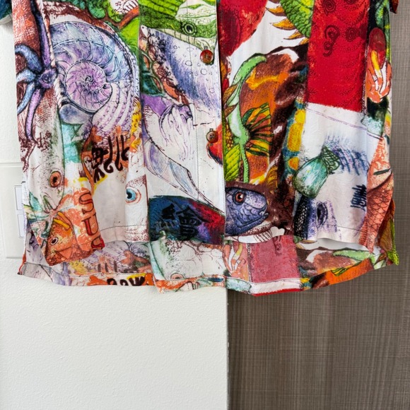 Jams World Aloha Style Camp Shirt Samurai Sushi Print Short Sleeve Size Small - Picture 5 of 12